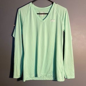 Under Armour Lime Green Long Sleeve Heat Gear Shirt (M)